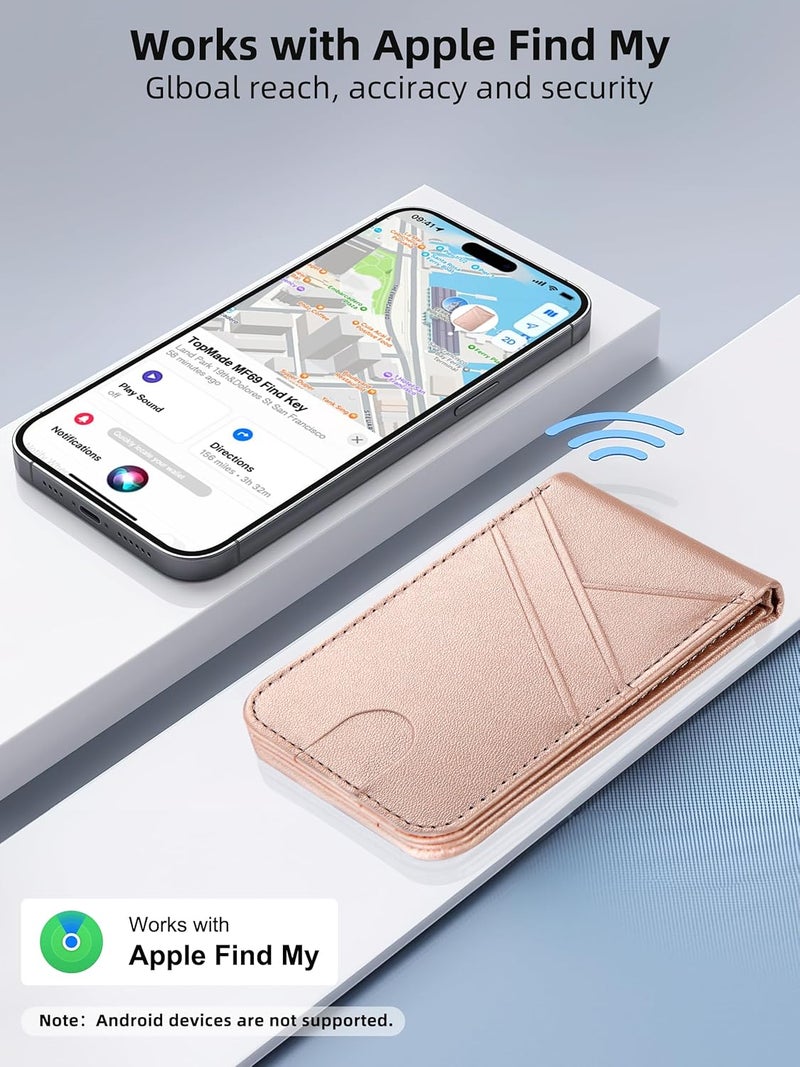 TopMade for MagSafe Wallet, Works with Apple Find My, Magnetic Wallet for iPhone 17/16/15/14/13/12 Series, for iPhone Wallet Stand with Finder Tracker, 6 Card Holder, RFID Blocking, Slim, Gold - Image 2